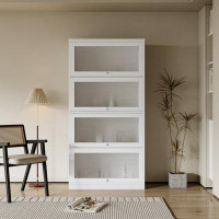 Loon Peak Bookcase Contemporary Closed Back Glass Doors Office Storage Cabinet Floor-to-ceiling Low Cabinet Bookcase Aga
