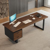 17 Stories 55.12" Brown Rectangular Solid Wood desks
