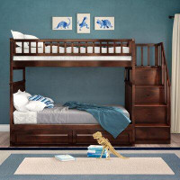 Viv + Rae Blaisdell Full Over Full Solid Wood Standard Bunk Bed with Shelves by Viv + Rae™