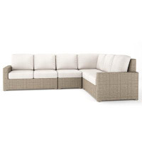 Hokku Designs Malvyn 116" Wide Outdoor L-Shaped Patio Sectional with Cushions