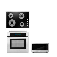 Cosmo 3 Piece Kitchen Package With 30" Electric Cooktop 24.4" Built-In Microwave 24" Single Electric Wall Oven