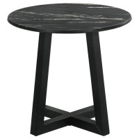 Wrought Studio Jeannete Round End Table with Marble-like Top Letizia and Light Oak