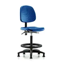 Inbox Zero Polyurethane Chair - High Bench Height With Medium Back & Stationary Glides In Blue Polyurethane