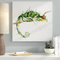 Made in Canada - Ebern Designs 'Chameleon on a Branch' Oil Painting Print on Wrapped Canvas