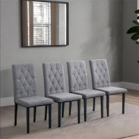 Red Barrel Studio Linen Tufted Dining Room Chairs Set Of 4,with Metal Legs And Padded Seat
