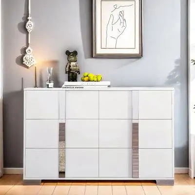 Disney Mirrored Dresser With Metal Handle And 6 Drawers