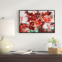 East Urban Home Red Flowers Abstract Background - Oil Painting Print on Canvas