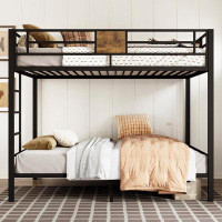 17 Stories 17 Storeys Twin Over Twin Bunk Bed With Rustic Wooden Accents, Sturdy Metal Frame, Space-Saving Design, Noise