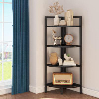 17 Stories Corner Bookshelf 4 Tier Stand Corner Ladder Shelf Modern Storage Organizer Bookcase Industrial Display Rack S