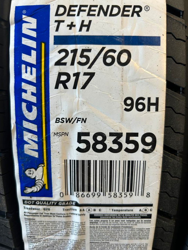 4 Brand New Michelin Defender T+H  215/60R17 All Season tires $70 REBATE!!! *** WallToWallTires.com *** in Tires & Rims in Ottawa / Gatineau Area