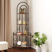 17 Stories 4-Tier Corner Bookshelf, Modern Style, Plant Stand With Metal Frame