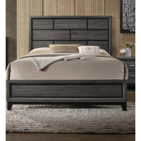 Latitude Run® Grey Finish Twin Size Panel Low-Profile Youth Kids Bed Geometric Design Wooden Bedroom Furniture