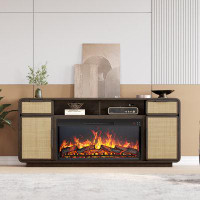 Alcott Hill 68" TV Stand with 36" Electric Fireplace Heater, Brown