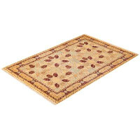 The Twillery Co. Keenan One-of-a-Kind Hand-Knotted Area Rug - Ivory/Red/Yellow, 6'1" x 9'1"