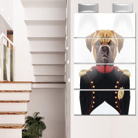 Design Art 'Boxer Dog in Military Uniform' 4 Piece Graphic Art on Metal Set