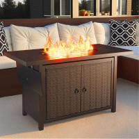 Latitude Run® 43" Black Outdoor Resin base Fire Pit Table with 50.000 BTU heat Output