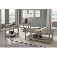 Gracie Oaks Transitional 3Pc Table Set Occasional Tables Living Room Furniture 1X Coffee Table And 2X End Tables Melamin