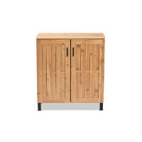 Lefancy.net Lefancy  Excel Modern and Contemporary Oak Brown Finished Wood 2-Door Storage Cabinet
