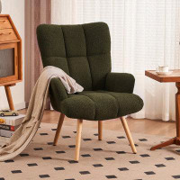 Mercer41 Mercer41 Teddy Velvet Accent Chair High Back Arm Chair For Living Room Dark Green