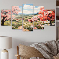 Winston Porter Countryside Blooming Apple Orchard II - Countryside Wall Art Print - 5 Panels