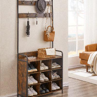 17 Stories Hall Tree With Entrance Shoe Rack, Three-In-One Entrance Coat Rack