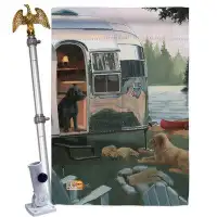 Breeze Decor Canine Camp - Impressions Decorative Aluminum Pole & Bracket House Flag Set HS110114-BO-02
