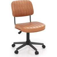 17 Stories 17 Stories Leisure Home Office Chair, Armless Pu Leather Swivel Task Chair, Height Adjustable Rolling Compute