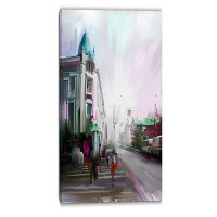 Made in Canada - Design Art City Street Cityscape Painting Print on Wrapped Canvas