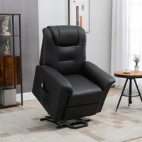 ELECTRIC POWER LIFT CHAIR FOR ELDERLY, PU LEATHER RECLINER SOFA WITH FOOTREST AND REMOTE CONTROL FOR LIVING ROOM, BLACK