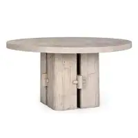 Classic Home Rosemount 60" Reclaimed Pine Wood Transitional Round Dining Table In White Wash