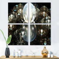 Latitude Run® Golden Water Drops On Mirror - Abstract Canvas Wall Art Print 4 Piece Set