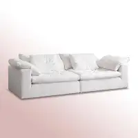 ABPEXI 90.55" White Linen Modular Sofa cushion couch