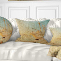Made in Canada - East Urban Home Seascape Old Sailing Ship in Sunlight Pillow