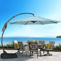 Arlmont & Co. Furio 130'' Detachable Aluminum Offset Patio Cantilever Umbrella With Base