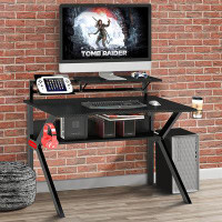 Mercer41 PVC Coated Ergonomic Metal Frame Gaming Desk With K Shape Legs