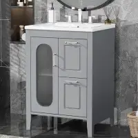 Winston Porter Lueva 24'' Free Standing Single Bathroom Vanity with Ceramic Top