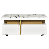 Mercer41 Contemporary Coffee Table With Caster Wheels