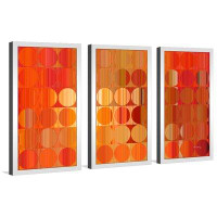 Made in Canada - Latitude Run® Circles and Squares 58, Orange Fire' Framed Acrylic Painting Print on Canvas Multi-Piece