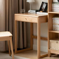 Latitude Run® 23.62" burlywood Rectangular Solid Wood Desk,1-drawer