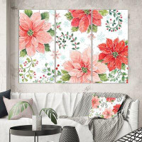 East Urban Home Farmhouse 'Country Flower Snowflakes I' Painting Multi-Piece Image on Canvas