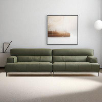 ABPEXI 101.51" Green Genuine Leather Modular Sofa cushion couch