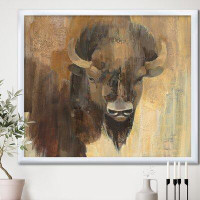 East Urban Home Into the Wild Gold Buffalo - Picture Frame Print on Canvas