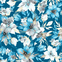 Red Barrel Studio Blue with Flowers 8.33' L x 100" W Peel and Stick Wallpaper Panel