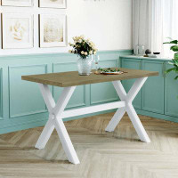 Gracie Oaks Farmhouse Rustic Wood Kitchen Dining Table