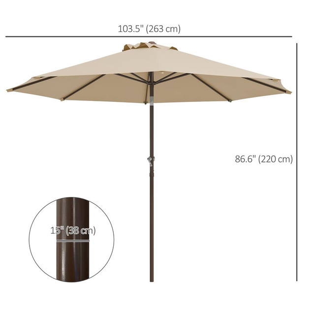 Patio Umbrella 8.6' x 8.6' x 7.2' Brown in Patio & Garden Furniture - Image 3