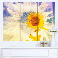 Design Art 'Double Exposure Yellow Sunflowers' 3 Piece Graphic Art on Wrapped Canvas Set