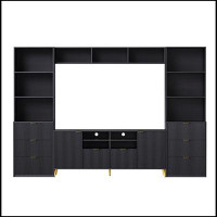 Hokku Designs U-Can 4-Piece Entertainment Wall Unit with 13 shelves,8 Drawers and 2 Cabinets