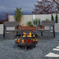 George Oliver Joaneliz 23" H x 36" W Steel Wood Burning Outdoor Fire Pit with Lid
