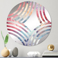 Design Art Abstract Multicolor Blue And Pink Cloud Mirage III - Baptist Fan Decorative Mirror Circle
