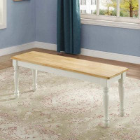 Alcott Hill Autumn Lane Farmhouse Solid Wood Dining Bench, White And Natural Finish